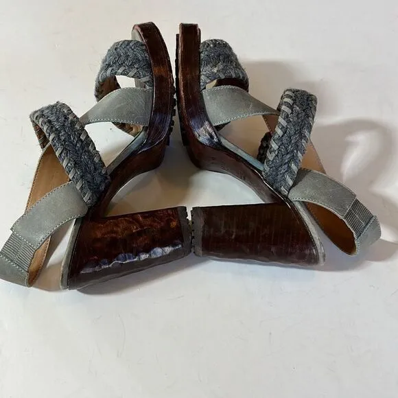 JOHN FLUEVOG Women's Hopscotch Tuggawar Strappy Heeled Sandal Blue Size 7.5