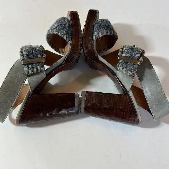 JOHN FLUEVOG Women's Hopscotch Tuggawar Strappy Heeled Sandal Blue Size 7.5