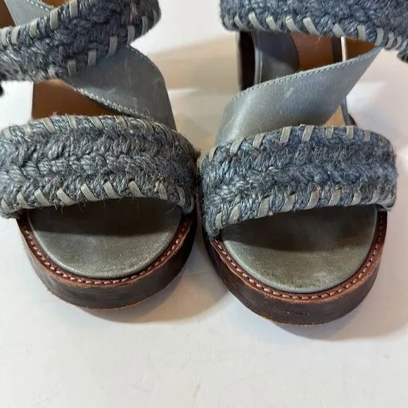 JOHN FLUEVOG Women's Hopscotch Tuggawar Strappy Heeled Sandal Blue Size 7.5