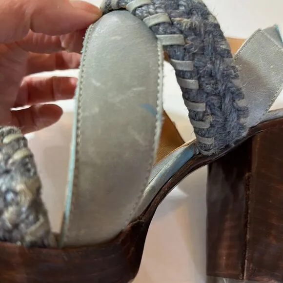 JOHN FLUEVOG Women's Hopscotch Tuggawar Strappy Heeled Sandal Blue Size 7.5