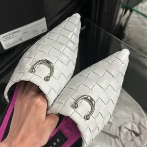 John Richmond Woven Leather Pointed Toe Mules