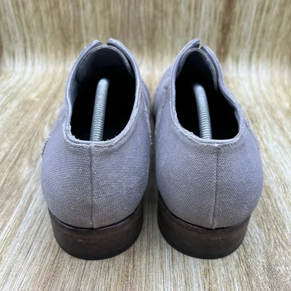 John Varvatos Dress Shoes Mens Size 13 Grey Canvas Cap Toe Oxfords Made in Italy