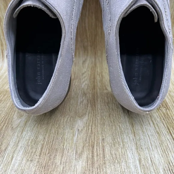 John Varvatos Dress Shoes Mens Size 13 Grey Canvas Cap Toe Oxfords Made in Italy