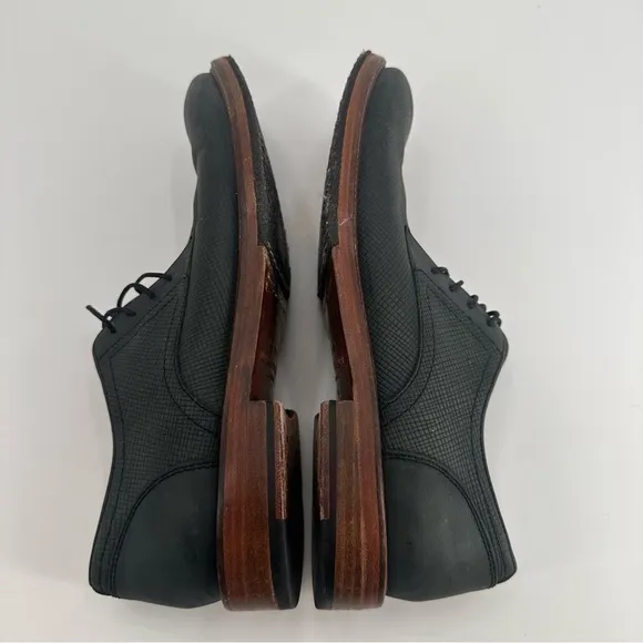 John Varvatos Leather Lace Up Oxfords Derby Shoes Grey Blue Mens Size 10