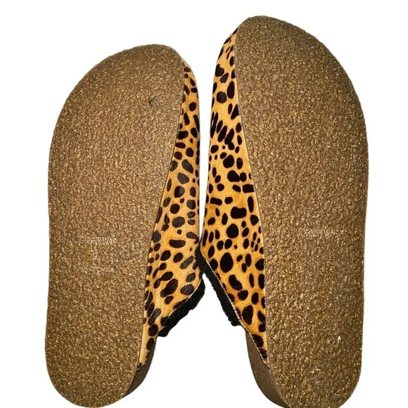 Johnny Was Cheetah Print Calf Hair Mule Slides