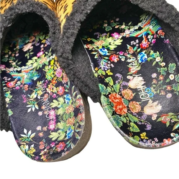 Johnny Was Cheetah Print Calf Hair Mule Slides