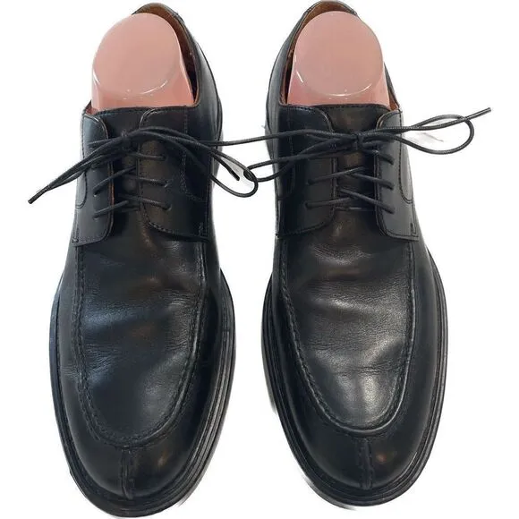 Johnston &amp; Murphy 020-5661 Black Leather Apron Toe Dress Oxfords Mens Size 9.5