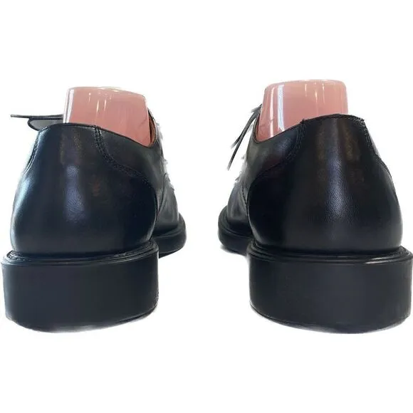 Johnston &amp; Murphy 020-5661 Black Leather Apron Toe Dress Oxfords Mens Size 9.5