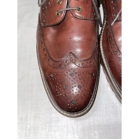 Johnston &amp; Murphy 1850 Dress Oxfords Mens Size 9 M Brown Leather Wingtips Brogue
