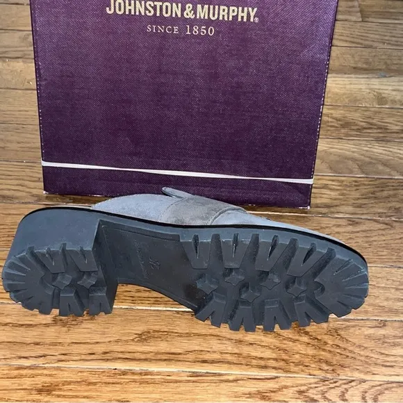 Johnston &amp; Murphy Alice Suede Fringe Mules Dark Gray Women’s Size 8