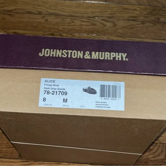 Johnston &amp; Murphy Alice Suede Fringe Mules Dark Gray Women’s Size 8