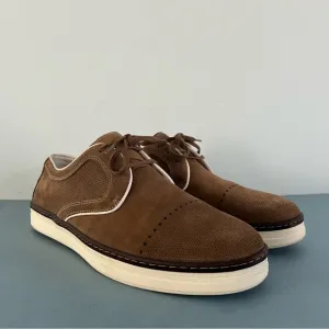 Johnston &amp; Murphy Denby Camel Brown Suede Cap Toe Lace Up Oxford Shoes
