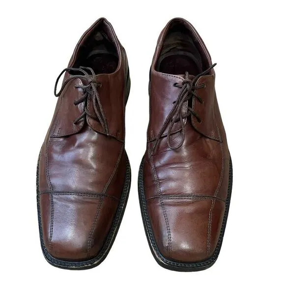 Johnston &amp; Murphy Men’s Leather Cap Toe Oxfords Dress Shoes Tan Size 8.5