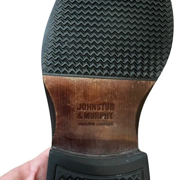 Johnston &amp; Murphy Men’s Leather Cap Toe Oxfords Dress Shoes Tan Size 8.5
