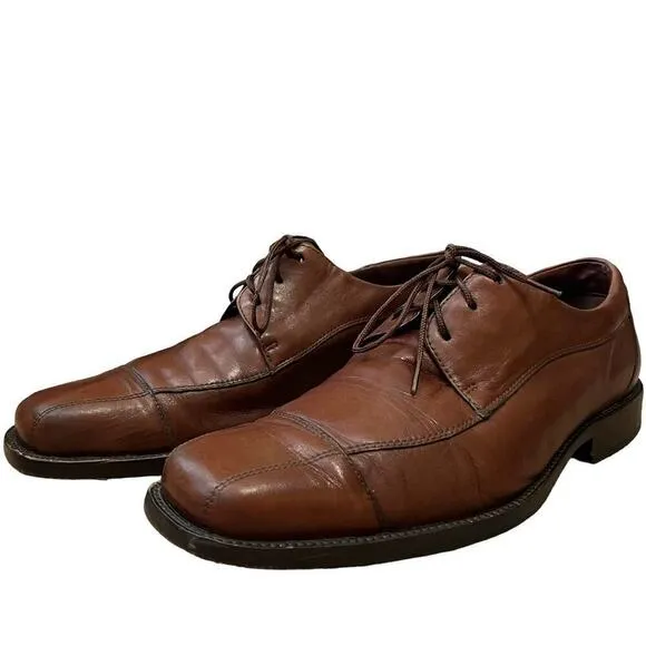 Johnston &amp; Murphy Men’s Leather Cap Toe Oxfords Dress Shoes Tan Size 8.5