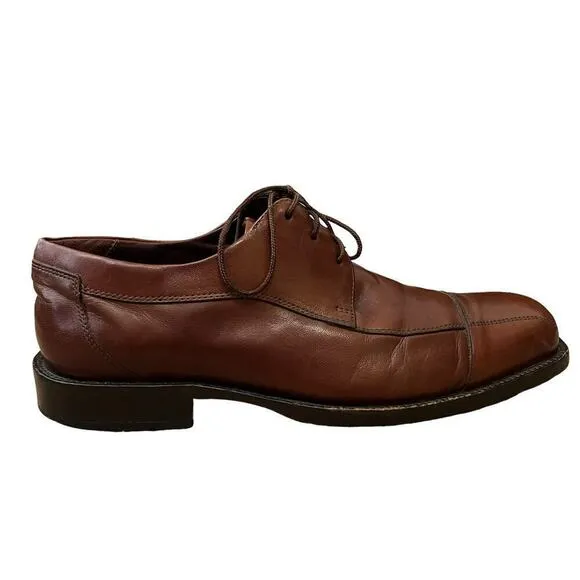 Johnston &amp; Murphy Men’s Leather Cap Toe Oxfords Dress Shoes Tan Size 8.5