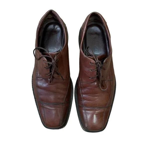Johnston &amp; Murphy Men’s Leather Cap Toe Oxfords Dress Shoes Tan Size 8.5