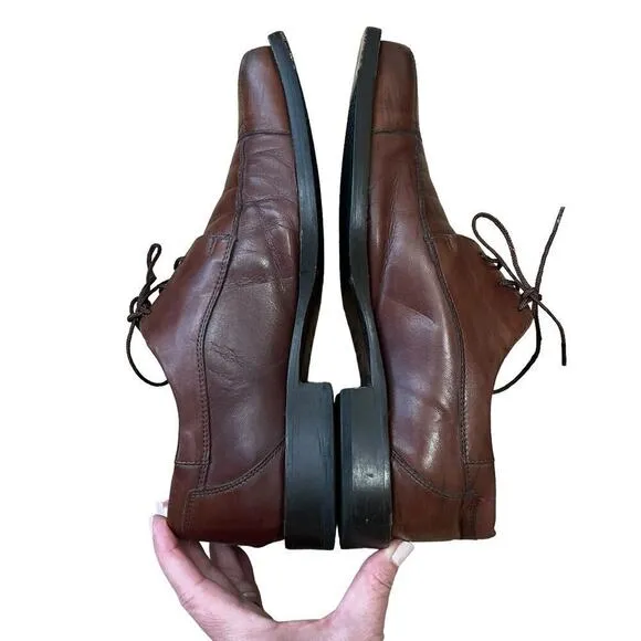 Johnston &amp; Murphy Men’s Leather Cap Toe Oxfords Dress Shoes Tan Size 8.5