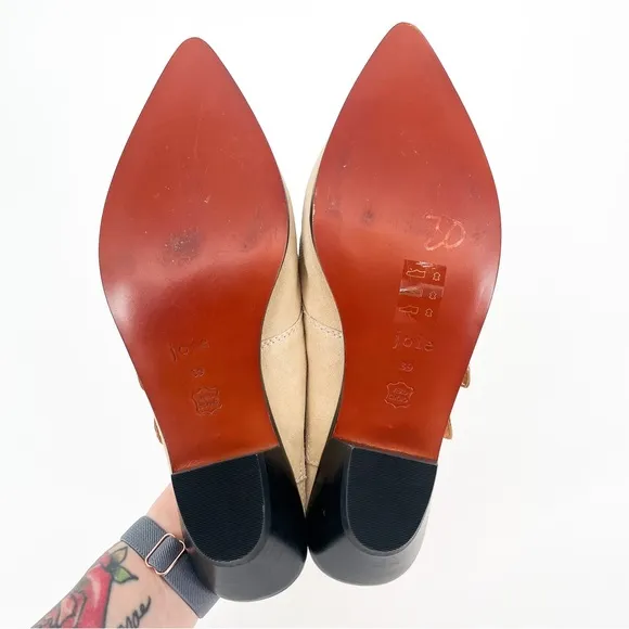 Joie Cabery $298 Western Buckle Block Heel Mules in Birch Size 39
