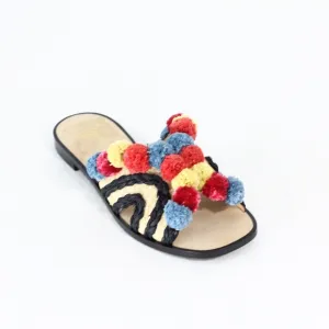 Joie Sandals NEW Women Flat Slides Paden Pompoms Colorful Eu 37