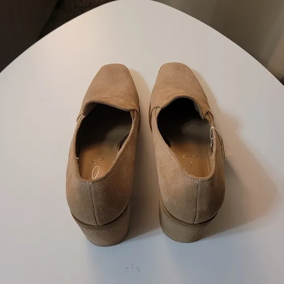 Joie Wevenly Suede Style Tan Nude Neutral Casual Block Heel Shoes Size 8