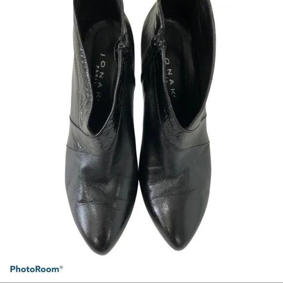 Jonak Paris Black Leather Heels Booties