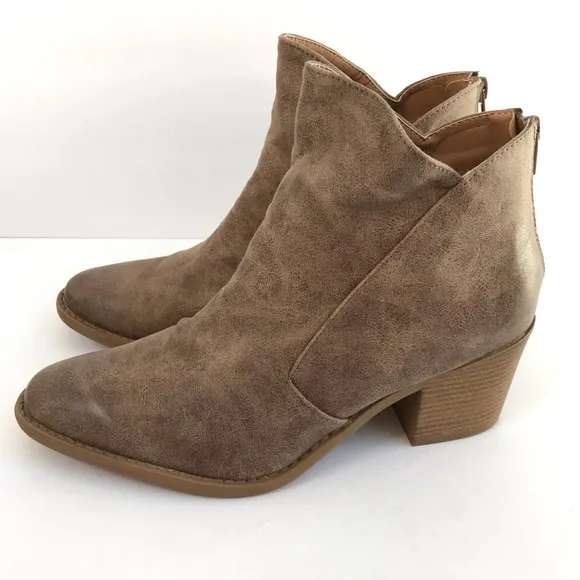JORDANN Boho Ankle Boots Booties NEW Taupe Tan Size 10 Vegan