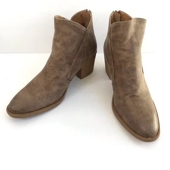JORDANN Boho Ankle Boots Booties NEW Taupe Tan Size 10 Vegan