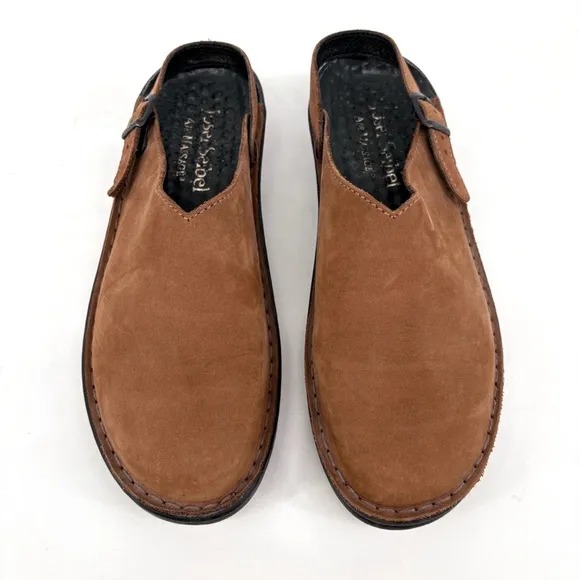 JOSEF SEIBEL | Annika Leather Slingback Air Massage Clogs in Brown | Sz 7.5-8