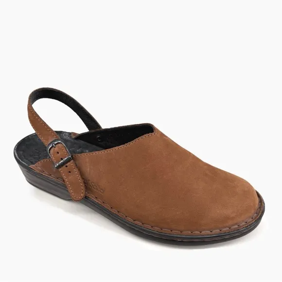 JOSEF SEIBEL | Annika Leather Slingback Air Massage Clogs in Brown | Sz 7.5-8