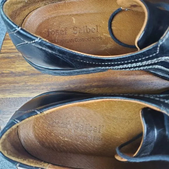 Josef Seibel Oxfords Men's 12 46 Black Leather Sander Lace Up Dress Shoes