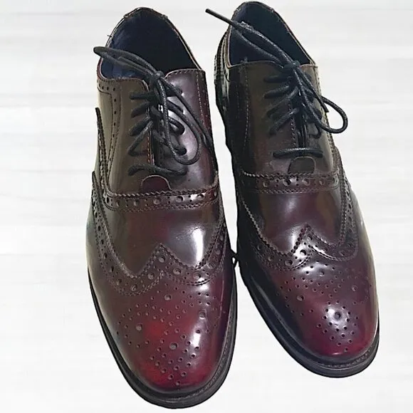 Joseph Abboud Classic Wing Tip Oxfords Burgundy Size 9.5