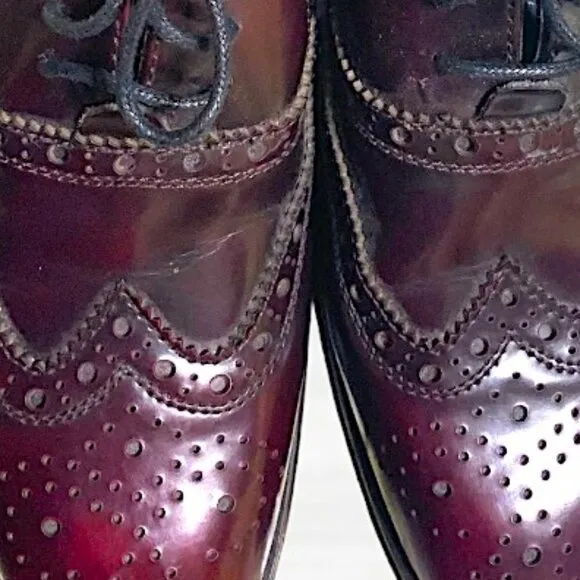 Joseph Abboud Classic Wing Tip Oxfords Burgundy Size 9.5