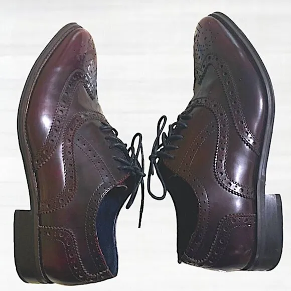 Joseph Abboud Classic Wing Tip Oxfords Burgundy Size 9.5