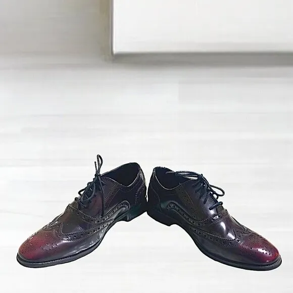 Joseph Abboud Classic Wing Tip Oxfords Burgundy Size 9.5