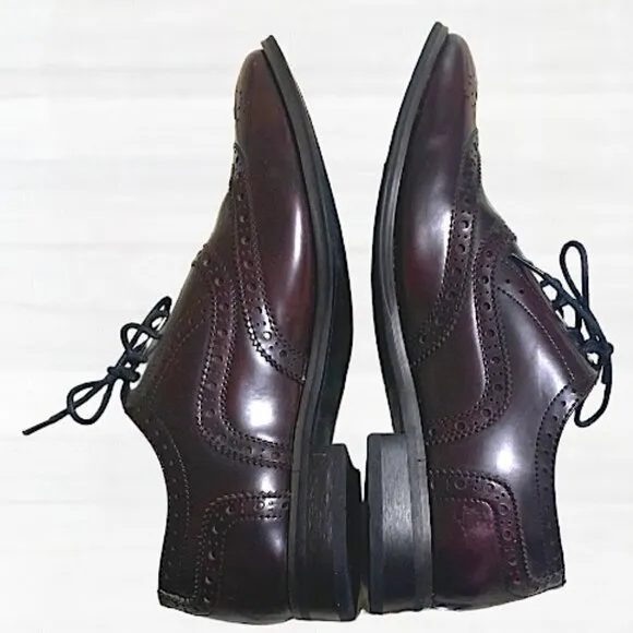 Joseph Abboud Classic Wing Tip Oxfords Burgundy Size 9.5