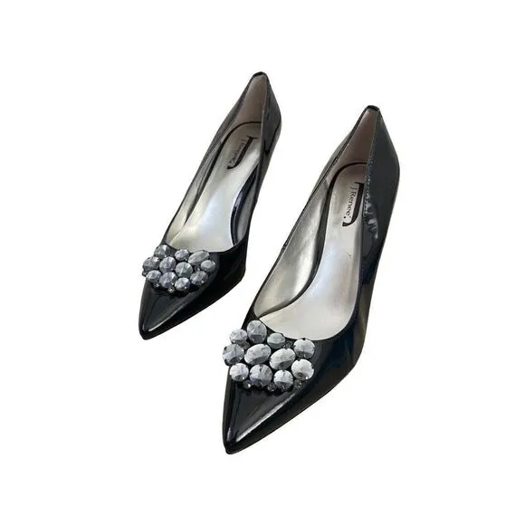 J. Renee Couture Women’s Size 9.5 Black Crystal Stiletoo Pointed Toe Heels