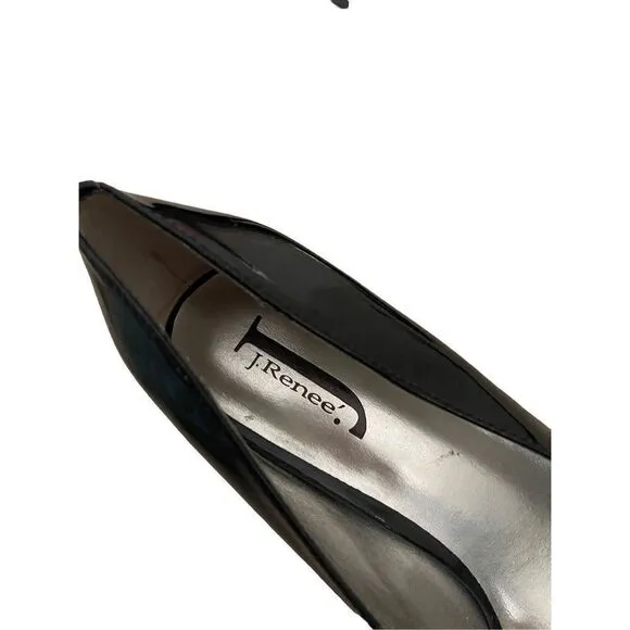 J. Renee Couture Women’s Size 9.5 Black Crystal Stiletoo Pointed Toe Heels
