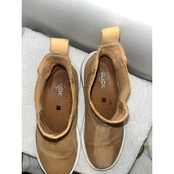 J/SLIDES DANI Cognac Nubuck Chelsea Pull On Booties Sneaker 6.5M
