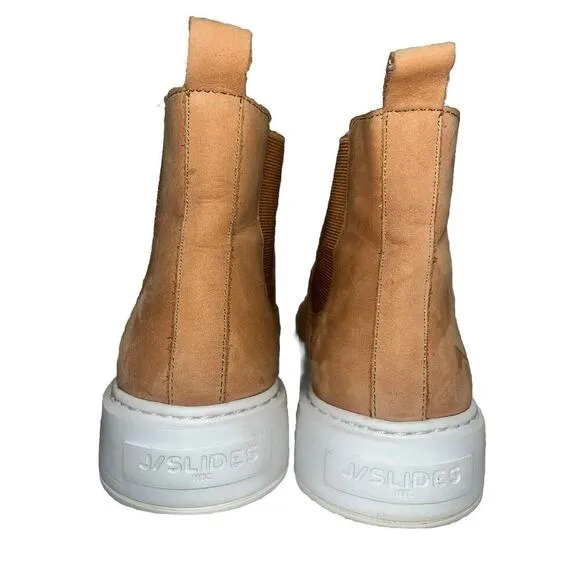 J/SLIDES DANI Cognac Nubuck Chelsea Pull On Booties Sneaker 6.5M