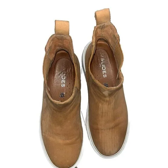 J/SLIDES DANI Cognac Nubuck Chelsea Pull On Booties Sneaker 6.5M