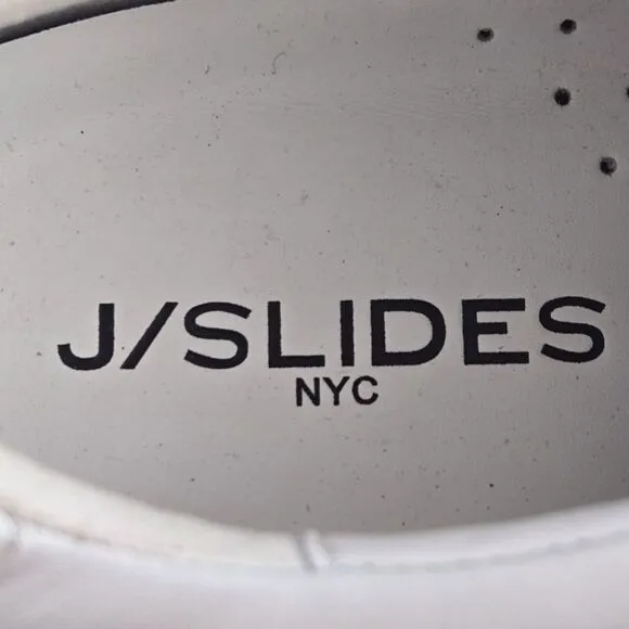 J/Slides NYC Gabbie‎ Womens 11 M White Leather Suede Low Top Fashion Sneaker