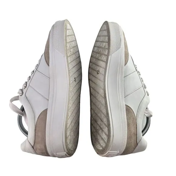 J/Slides NYC Gabbie‎ Womens 11 M White Leather Suede Low Top Fashion Sneaker