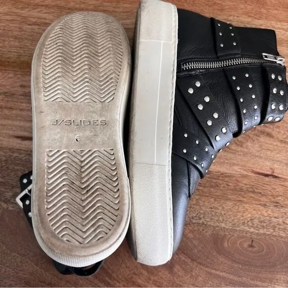 J/Slides NYC Studded High-Top Sneakers - Size 6