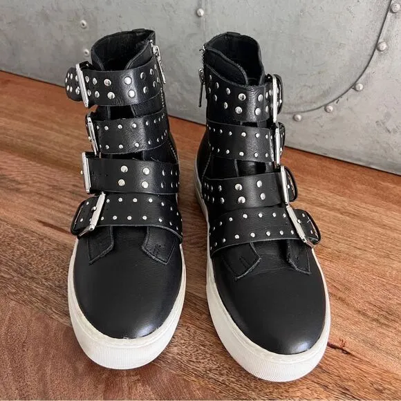 J/Slides NYC Studded High-Top Sneakers - Size 6