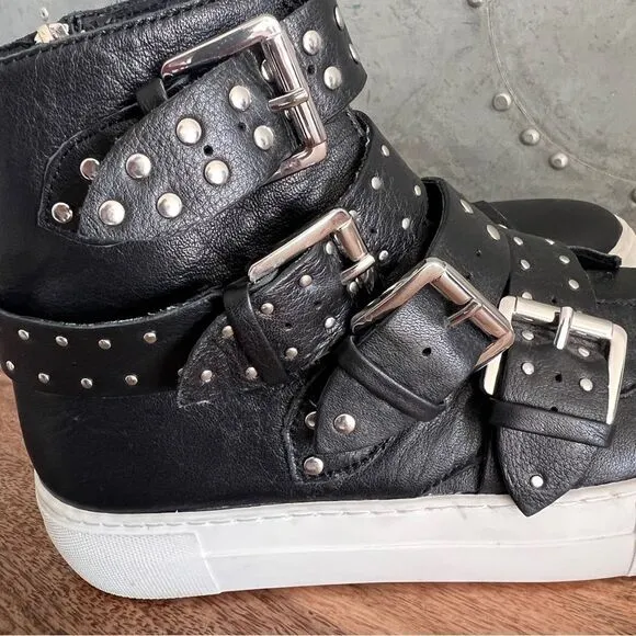 J/Slides NYC Studded High-Top Sneakers - Size 6
