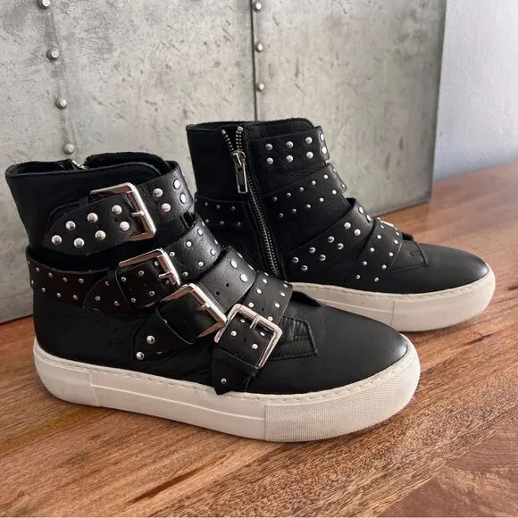 J/Slides NYC Studded High-Top Sneakers - Size 6