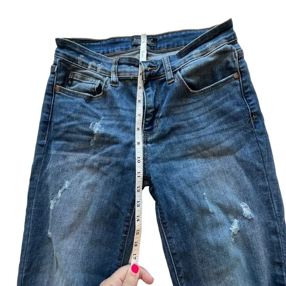 Judy Blue Mid Rise Destroyed Relaxed Fit JB8271 Dark size 7/28