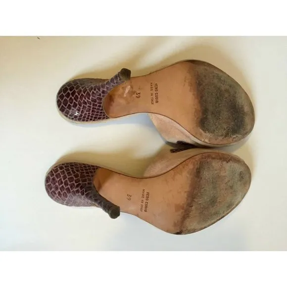 Just Cavalli Women's Shoes Pink Beige Mule Heels Snakeskin High Size IT 39 US 9
