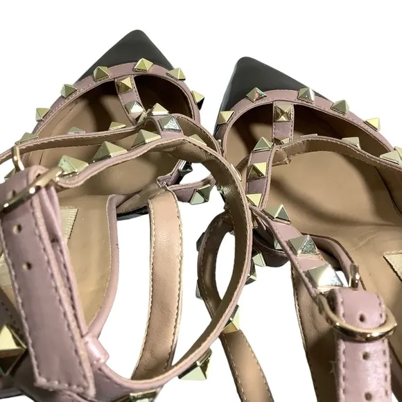 Kaitly Pan Studded Pointed Toe Strappy Heels